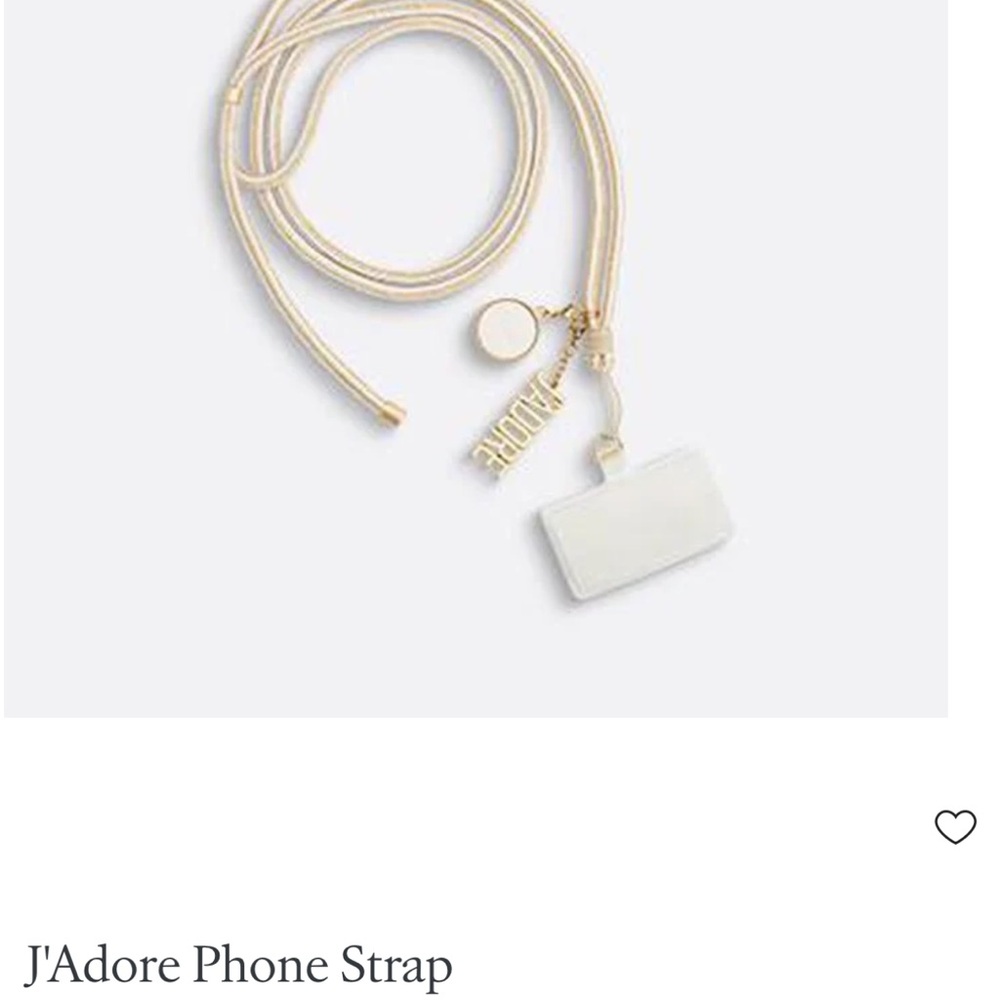 Dior White Card Holder Lanyard with Gold Hardware